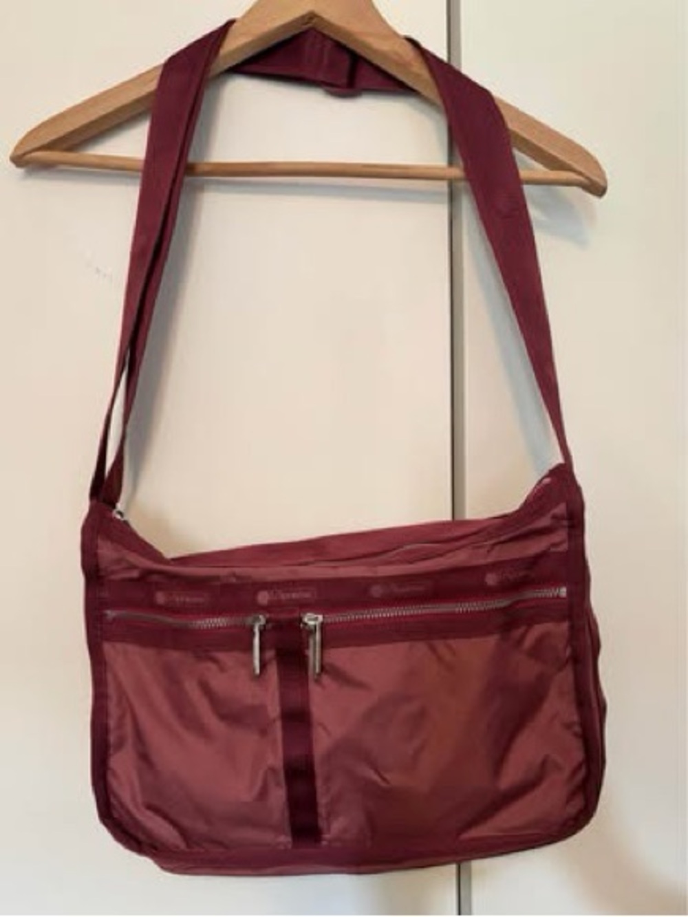 Lesportsac Burgundy Crossbody Bag with Dual Front Zips